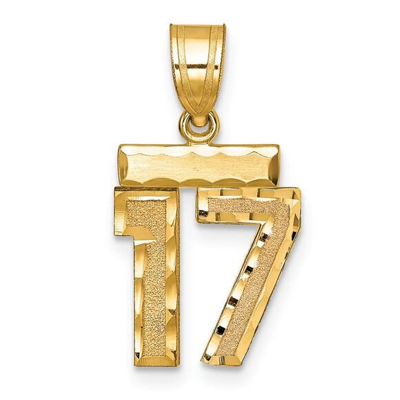 14k Yellow Gold, Varsity Collection, Small D/C Pendant Number 17 - Picture 1 of 4